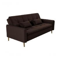 Sofá Cama 3 Lugares Casal Premium Reclinável Com Almofadas 2,06 Larg Donna Matrix Veludo Marrom - 2