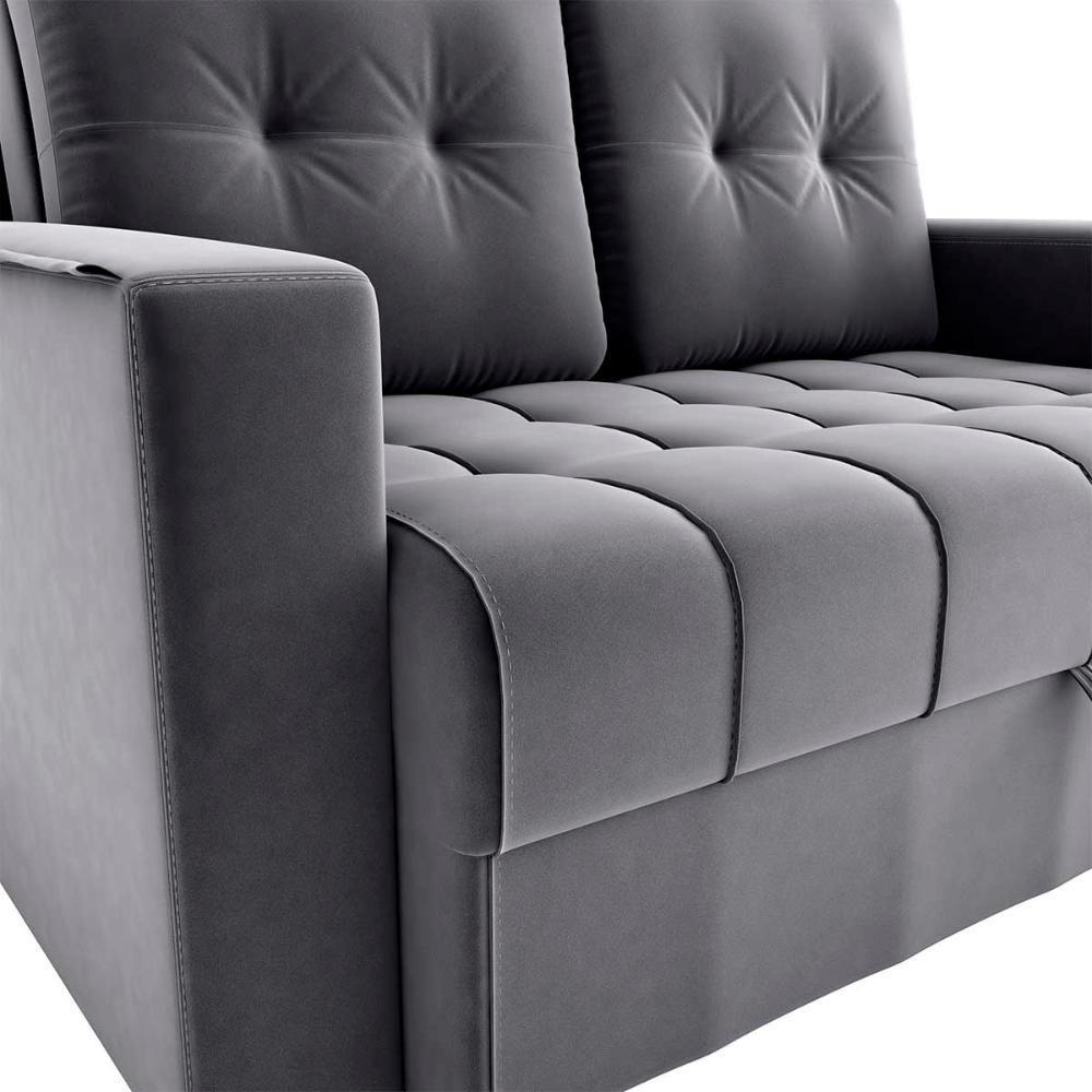 Sofá Cama Reclinável 2 Lugares Com Almofadas 140 Lag Drika Matrix Veludo Cinza - 3