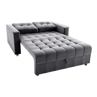 Sofá Cama Reclinável 2 Lugares Com Almofadas 140 Lag Drika Matrix Veludo Cinza