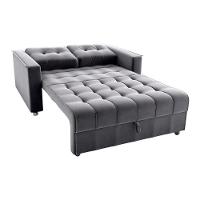 Sofá Cama Reclinável 2 Lugares Com Almofadas 140 Lag Drika Matrix Veludo Cinza - 1