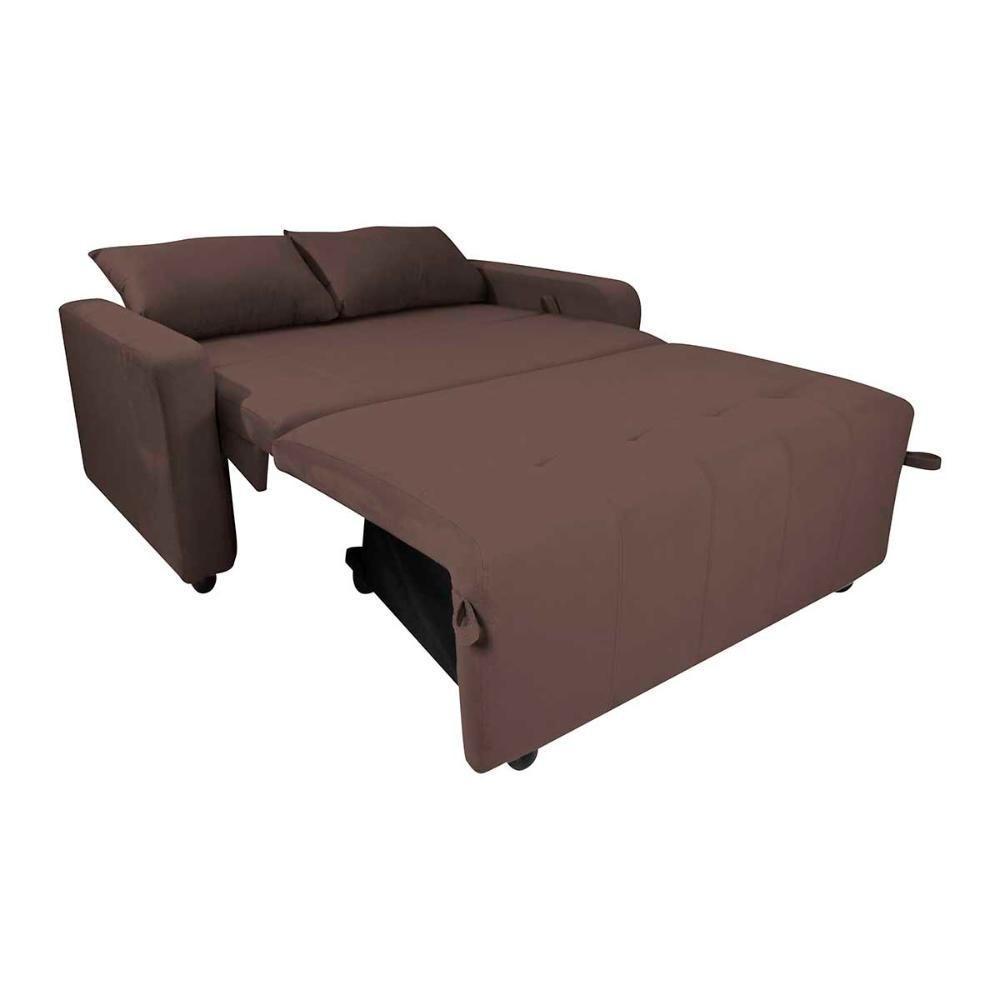 Sofá Cama Compacto 2 Lugares 1,38 Larg Amora New Matrix Suede Marrom - 1