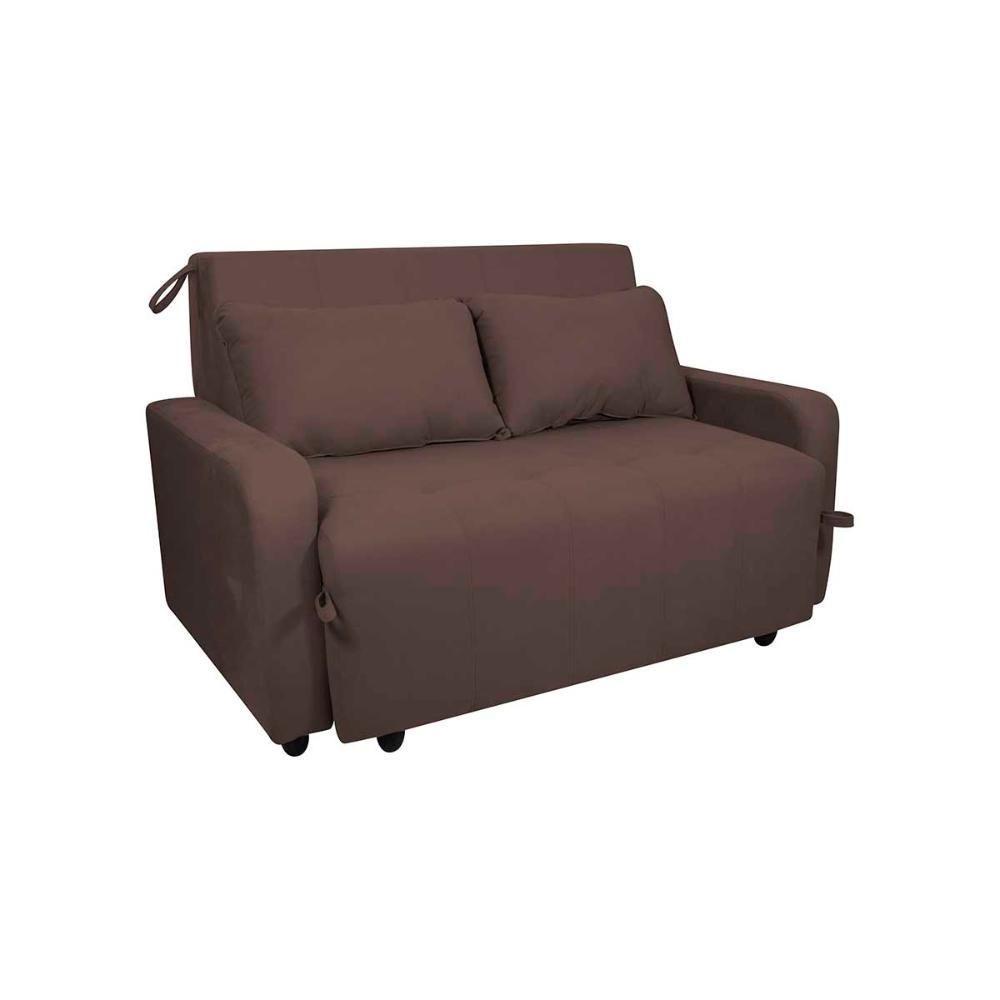 Sofá Cama Compacto 2 Lugares 1,38 Larg Amora New Matrix Suede Marrom - 2