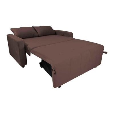 Sofá Cama Compacto 2 Lugares 1,38 Larg Amora New Matrix Suede Marrom