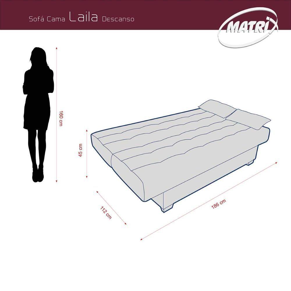 Sofá Cama 3 Lugares Casal Reclinável 190 Larg Laila Matrix Suede Azul - 4