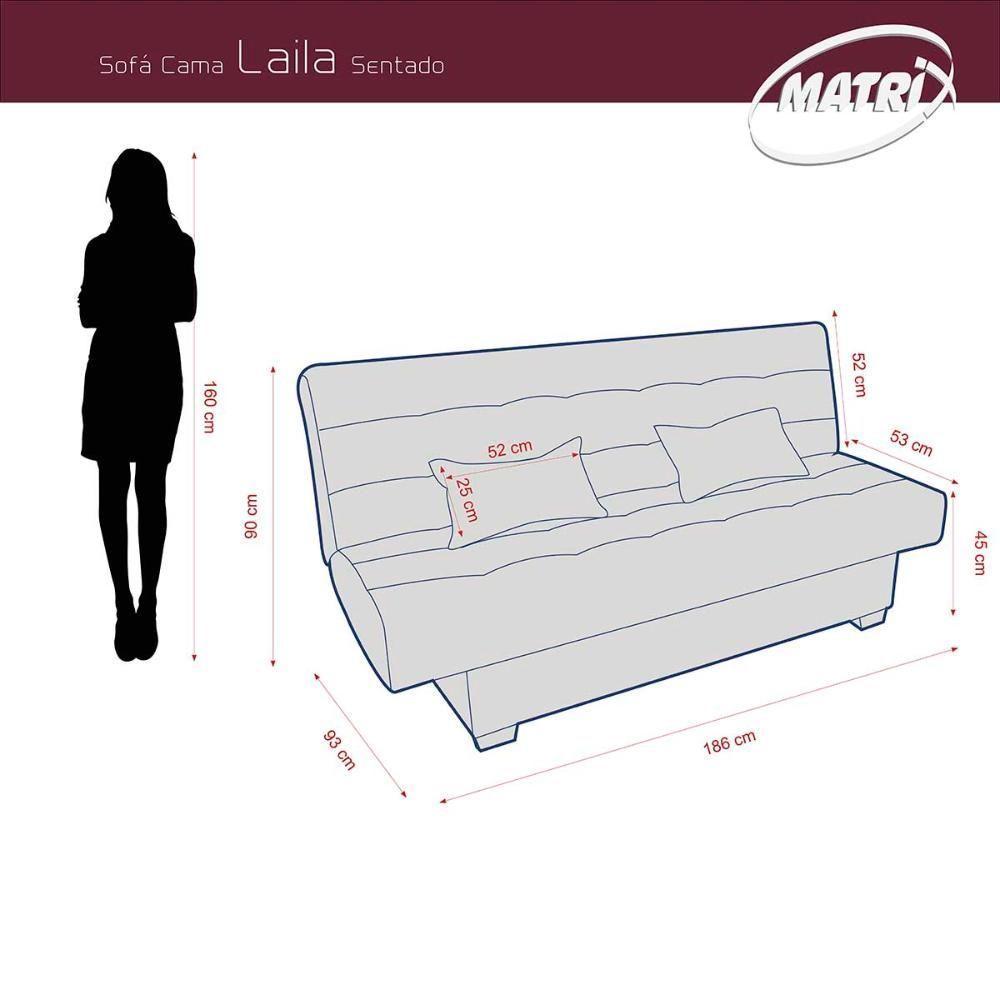 Sofá Cama 3 Lugares Casal Reclinável 190 Larg Laila Matrix Suede Azul - 5