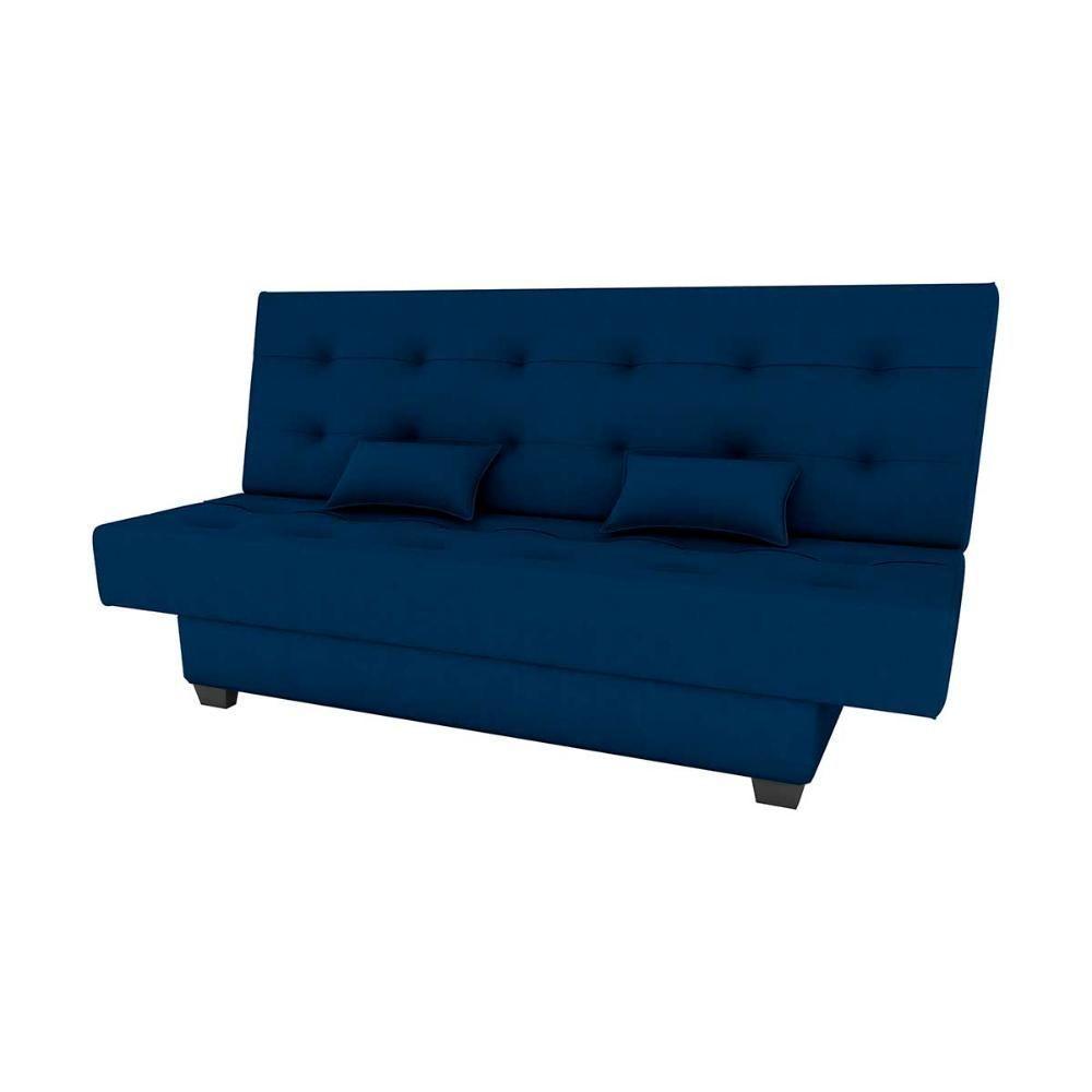 Sofá Cama 3 Lugares Casal Reclinável 190 Larg Laila Matrix Suede Azul - 6