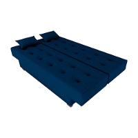 Sofá Cama 3 Lugares Casal Reclinável 190 Larg Laila Matrix Suede Azul - 1