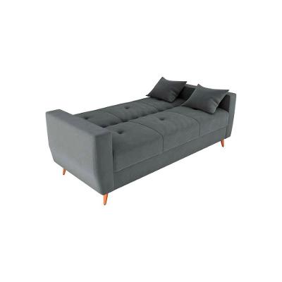 Sofá Cama Casal Premium 3 Lugares Com Baú 2,08 Larg Pamela Matrix Veludo Cinza