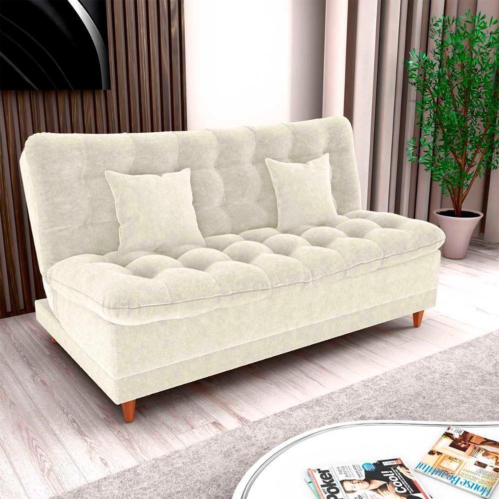 Sofá Cama 3 Lugares Casal Confortável 1,85 Larg Duda Matrix Boucle Bege - 1