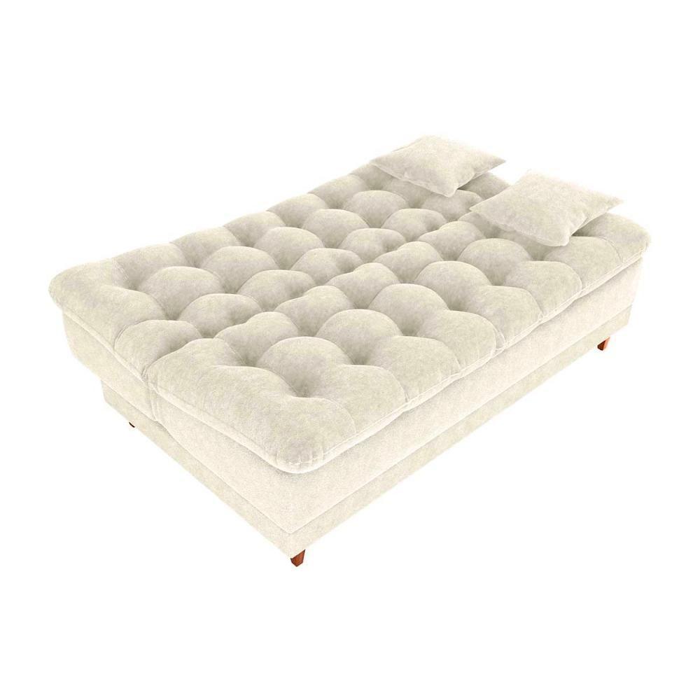 Sofá Cama 3 Lugares Casal Confortável 1,85 Larg Duda Matrix Boucle Bege - 2