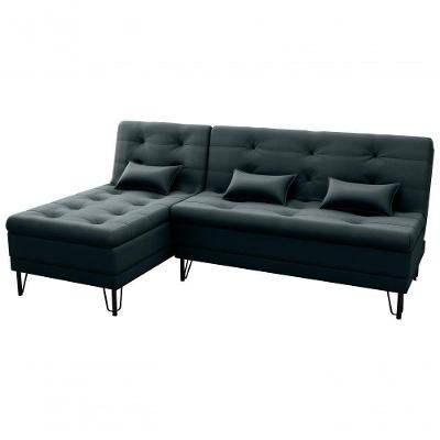 Sofá Cama 3 Lugares Com Chass Casal Luxo Premium Nice Matrix Veludo Preto