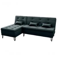 Sofá Cama 3 Lugares Com Chass Casal Luxo Premium Nice Matrix Veludo Preto - 1