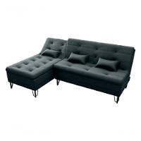 Sofá Cama 3 Lugares Com Chass Casal Luxo Premium Nice Matrix Veludo Preto