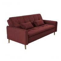 Sofá Cama 3 Lugares Casal Premium Reclinável Com Almofadas 2,06 Larg Donna Matrix Veludo Vinho - 1