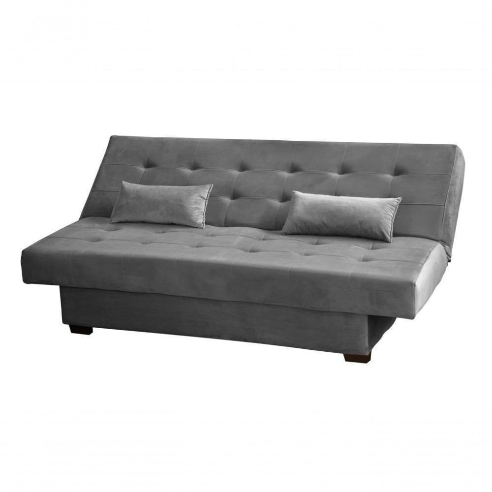 Sofá Cama 3 Lugares Casal Reclinável 190 Larg Laila Matrix Veludo Cinza - 2