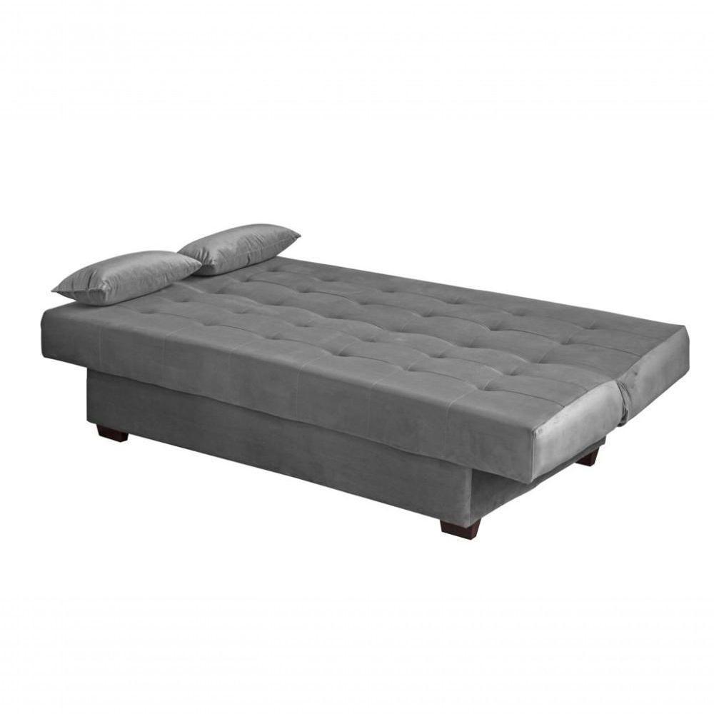 Sofá Cama 3 Lugares Casal Reclinável 190 Larg Laila Matrix Veludo Cinza - 3