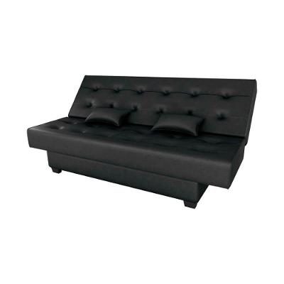 Sofá Cama 3 Lugares Casal Reclinável 190 Larg Laila Matrix Sintetico Preto