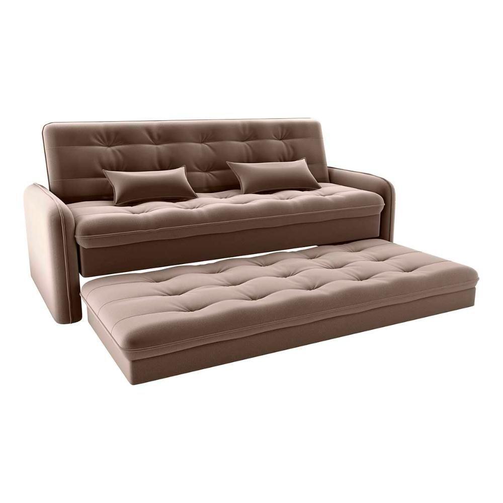 Sofá Cama Reclinável 3 Lugares Casal Com Bicama Auxiliar Madalena Matrix Veludo Marrom Veludo Marrom - 1