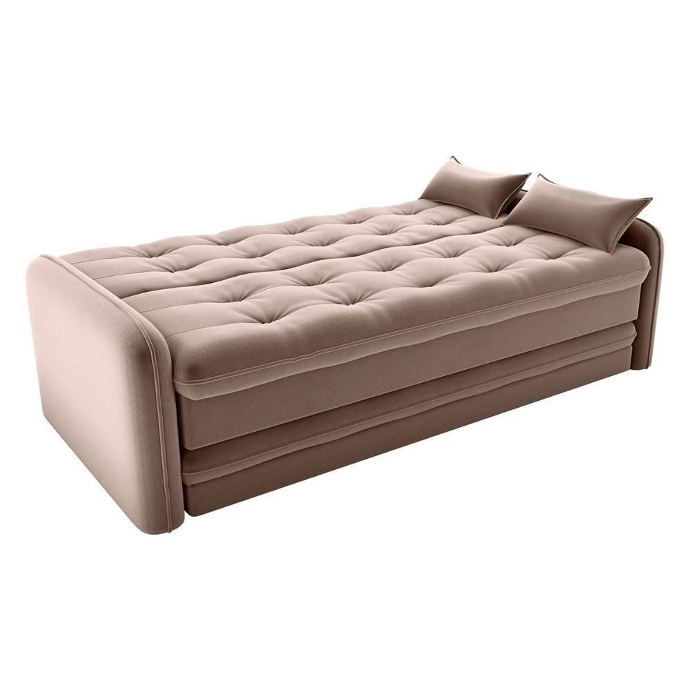Sofá Cama Reclinável 3 Lugares Casal Com Bicama Auxiliar Madalena Matrix Veludo Marrom Veludo Marrom - 3