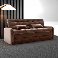 Sofá Cama Reclinável 3 Lugares Casal Com Bicama Auxiliar Madalena Matrix Veludo Marrom Veludo Marrom - 5