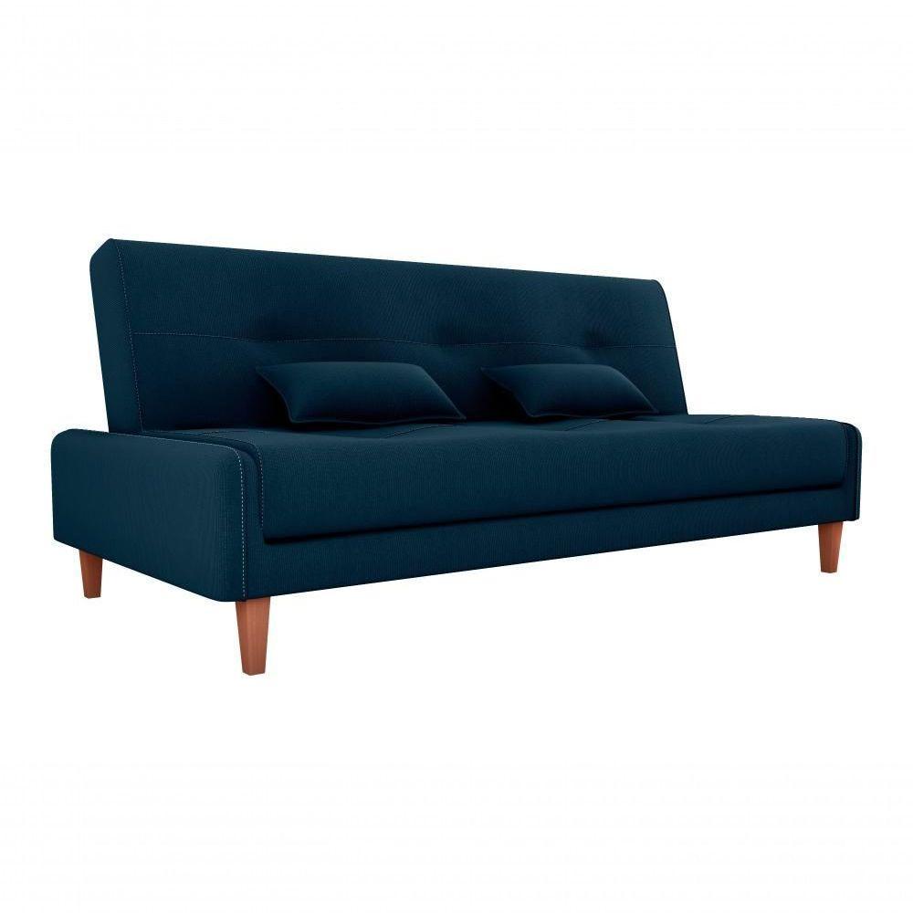 Sofá Cama Premium 3 Lugares Casal Sem Braço 1,90 Larg Blanca Matrix Suede Azul - 1