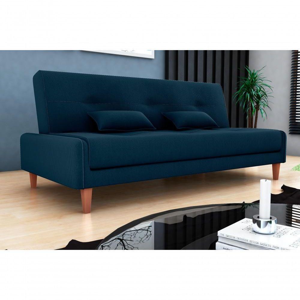 Sofá Cama Premium 3 Lugares Casal Sem Braço 1,90 Larg Blanca Matrix Suede Azul - 2