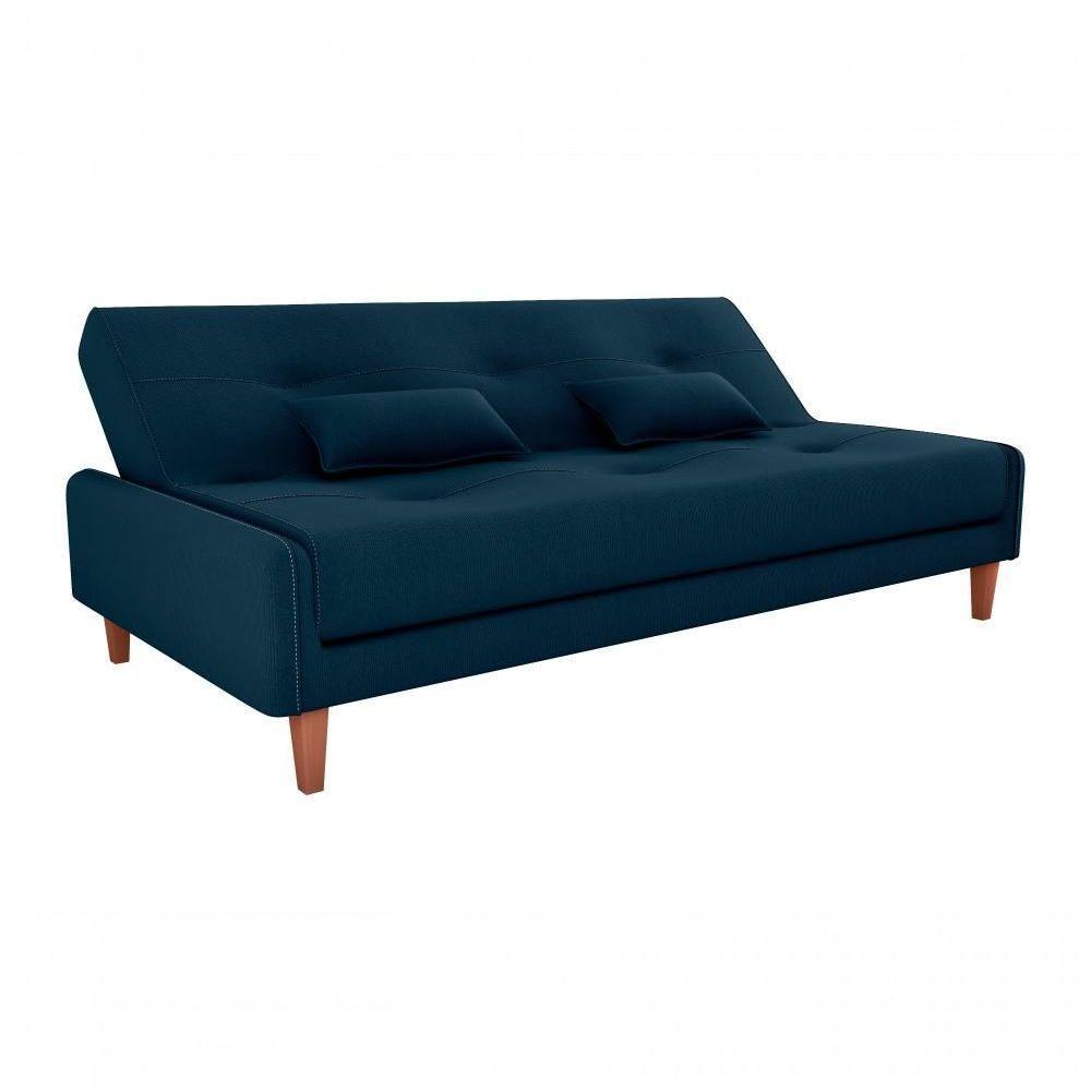 Sofá Cama Premium 3 Lugares Casal Sem Braço 1,90 Larg Blanca Matrix Suede Azul - 3