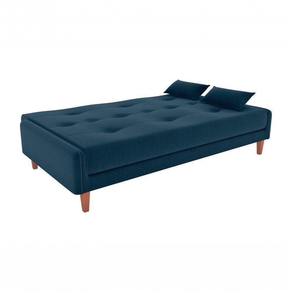 Sofá Cama Premium 3 Lugares Casal Sem Braço 1,90 Larg Blanca Matrix Suede Azul - 4