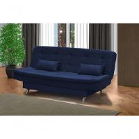 Sofá Cama 3 Lugares Com Pillow Reclinável 190 Larg Salomé Matrix Suede Azul - 4