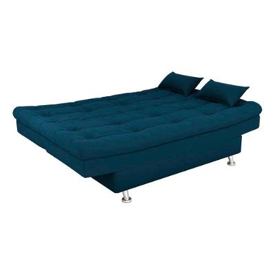 Sofá Cama 3 Lugares Com Pillow Reclinável 190 Larg Salomé Matrix Veludo Azul