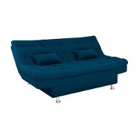 Sofá Cama 3 Lugares Com Pillow Reclinável 190 Larg Salomé Matrix Veludo Azul - 2