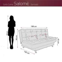 Sofá Cama 3 Lugares Com Pillow Reclinável 190 Larg Salomé Matrix Veludo Azul - 5