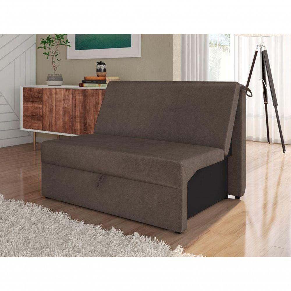 Sofá Cama 2 Lugares Compacro Sem Braço 115 Larg Malu Matrix Suede Capuccino - 5