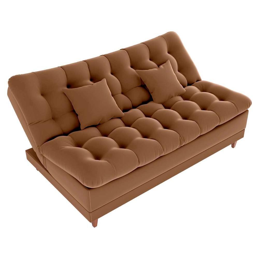 Sofá Cama 3 Lugares Casal Confortável 1,85 Larg Duda Matrix Veludo Ferrugem - 1