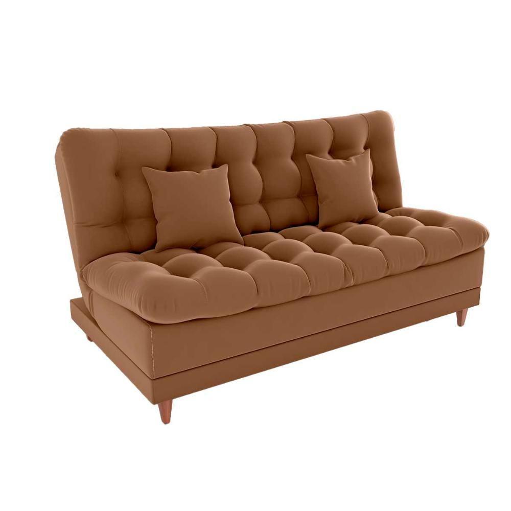 Sofá Cama 3 Lugares Casal Confortável 1,85 Larg Duda Matrix Veludo Ferrugem - 4