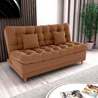 Sofá Cama 3 Lugares Casal Confortável 1,85 Larg Duda Matrix Veludo Ferrugem - 2