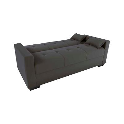 Sofá Cama 3 Lugares Reclinável Casal Premium 2,03 Larg Lavinia Matrix Suede Cinza