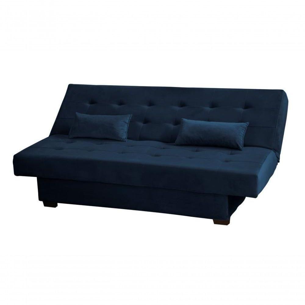 Sofá Cama 3 Lugares Casal Reclinável 190 Larg Laila Matrix Veludo Azul - 2
