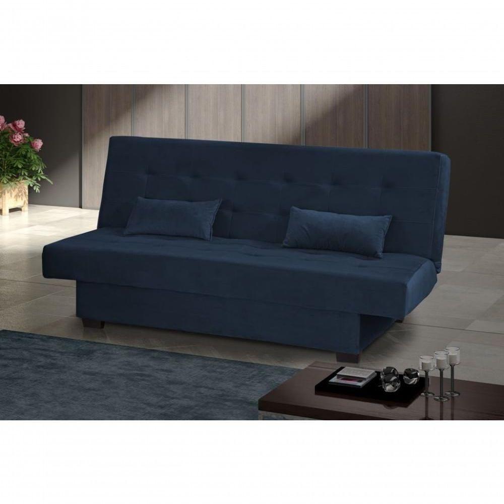 Sofá Cama 3 Lugares Casal Reclinável 190 Larg Laila Matrix Veludo Azul - 4
