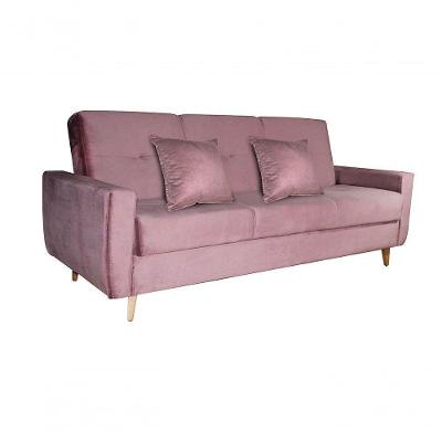 Sofá Cama Casal Premium 3 Lugares Com Baú 2,08 Larg Pamela Matrix Veludo Turkey Rosa