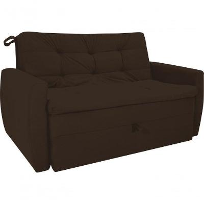 Sofá Cama2 Lugares Compacto Retratil Meg Matrix Suede Marrom