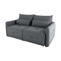 Sofá Cama 2 Lugares Com Com Assentos Divididos Premium Com Almofadas Celine Matrix Veludo Cinza - 1