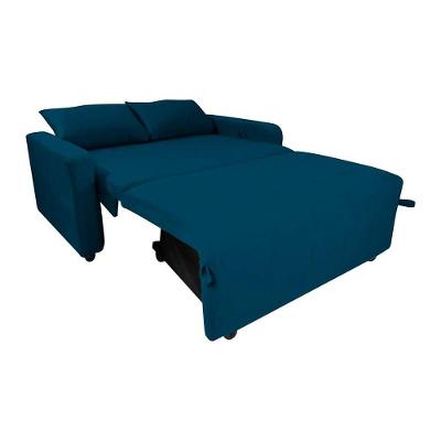 Sofá Cama Compacto 2 Lugares 1,38 Larg Amora New Matrix Suede Azul