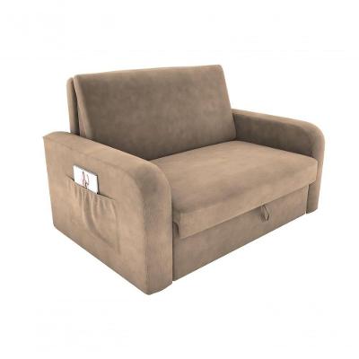 Sofá Cama 2 Lugares Compacto Com Baú 145 Larg Daiane Matrix Suede Bege