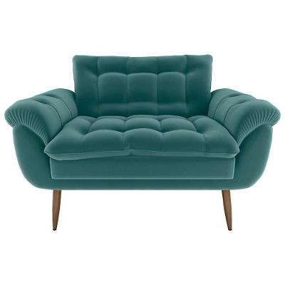 Sofá Namoradeira Pequeno Confortável 1,25 Larg Xangai Matrix Veludo Verde Menta Veludo Verde Menta