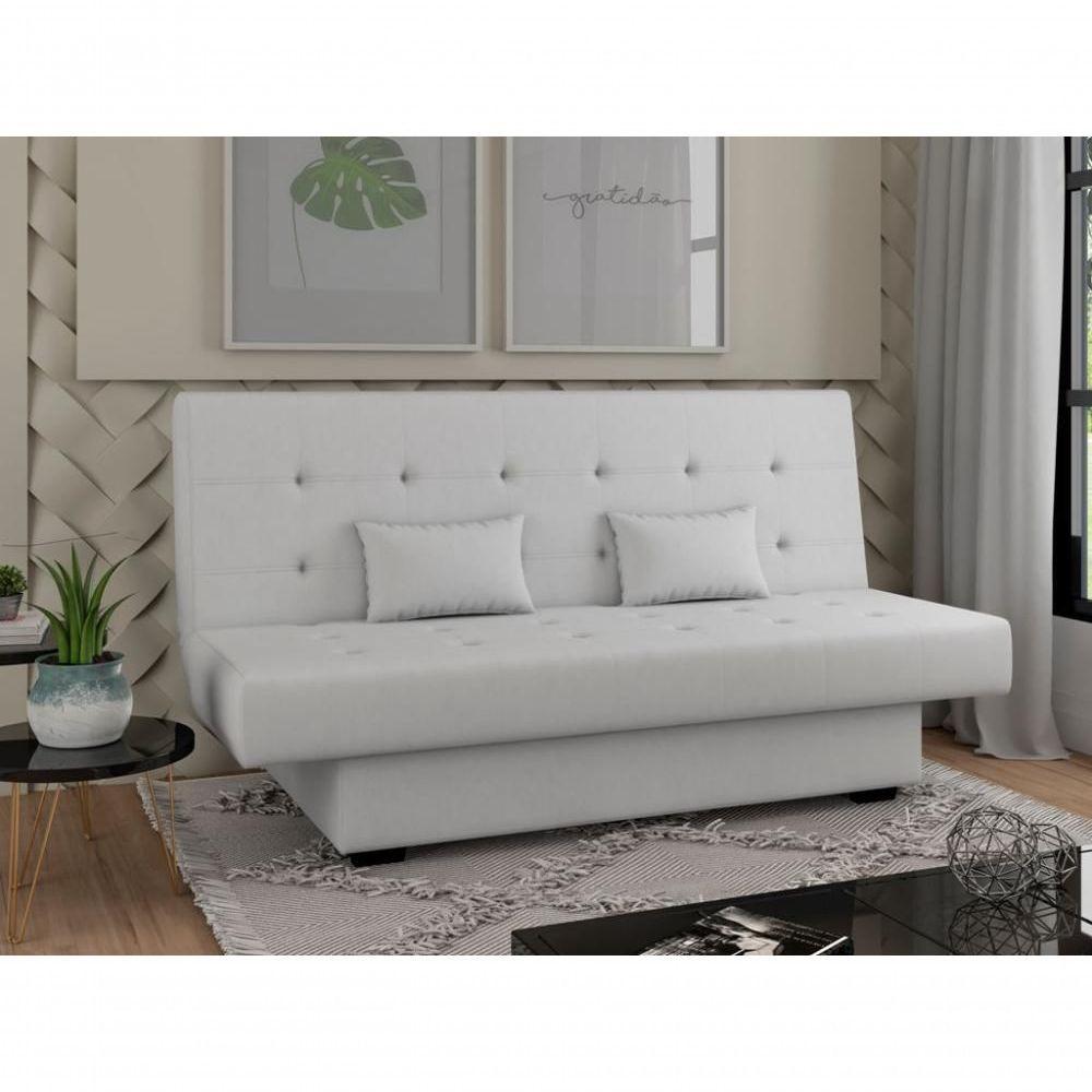 Sofá Cama 3 Lugares Casal Reclinável 190 Larg Laila Matrix Sintetico Branco - 4