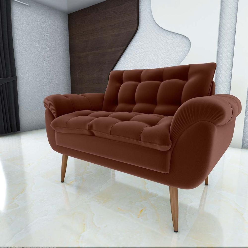 Sofá Namoradeira Pequeno Confortável 1,25 Larg Xangai Matrix Veludo Ferrugem - 2