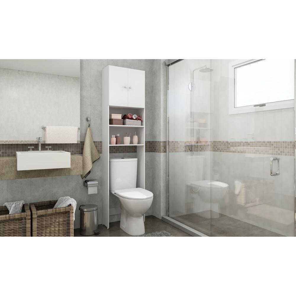 Armário De Banheiro Para Vaso Sanitário Multimóveis Com 2 Portas Branco - 5