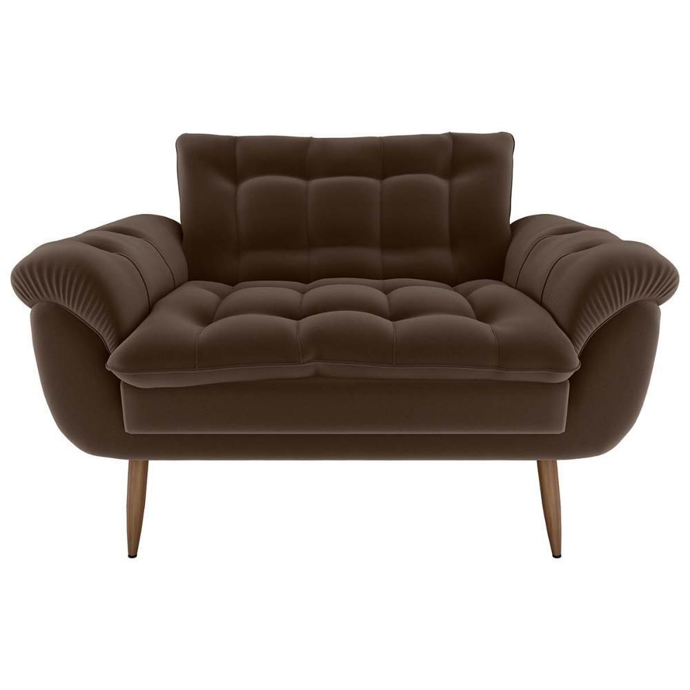 Sofá Namoradeira Pequeno Confortável 1,25 Larg Xangai Matrix Veludo Marrom Veludo Marrom - 1