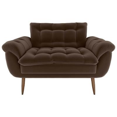 Sofá Namoradeira Pequeno Confortável 1,25 Larg Xangai Matrix Veludo Marrom Veludo Marrom